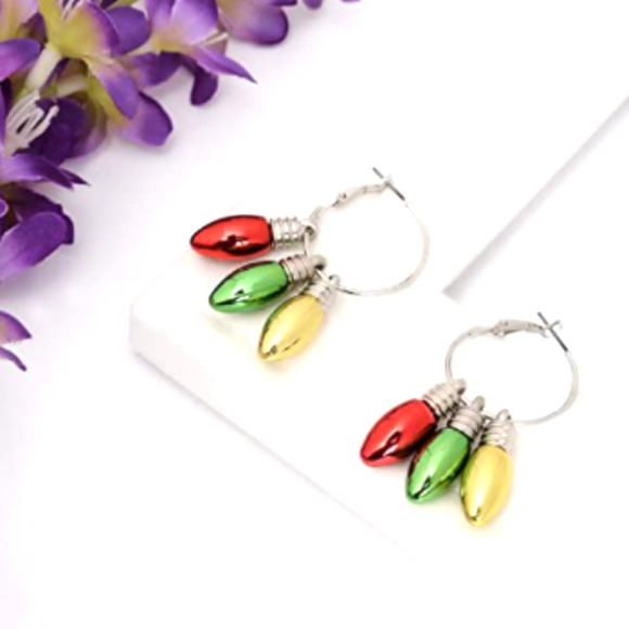5/$25 Christmas Lights Hoops Christmas Bulbs Earrings Christmas Earrings HOLIDAY - Picture 1 of 6